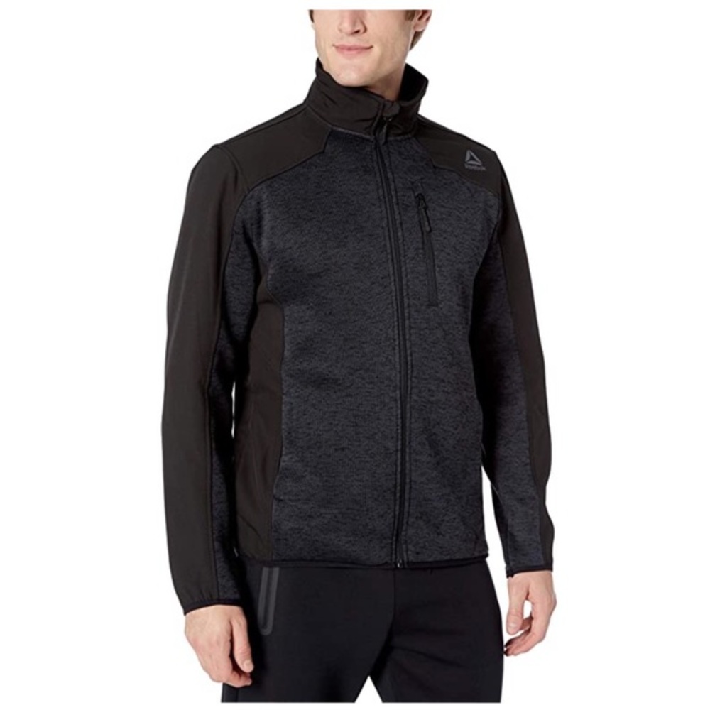 Men's Reebok Zip Sweater Fleece Jacket Black, NWT